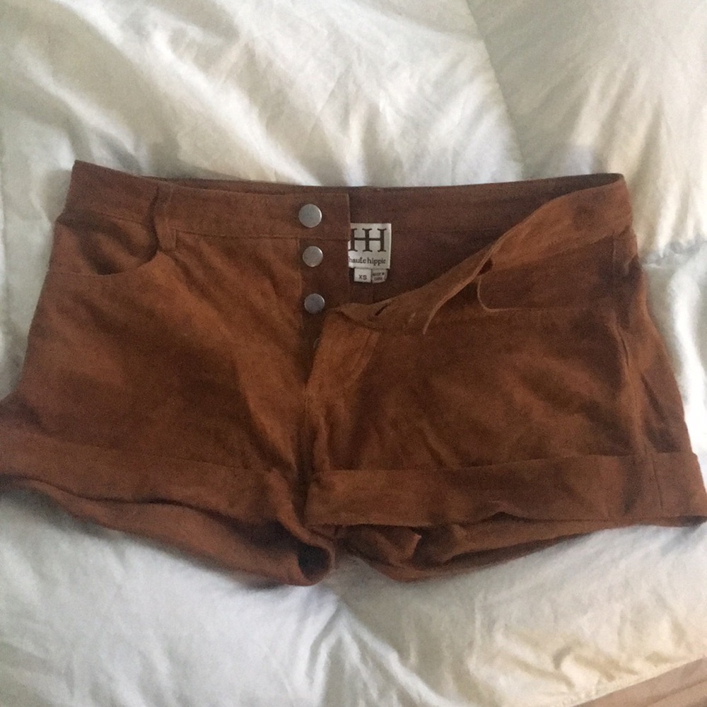 Brown suede shorts